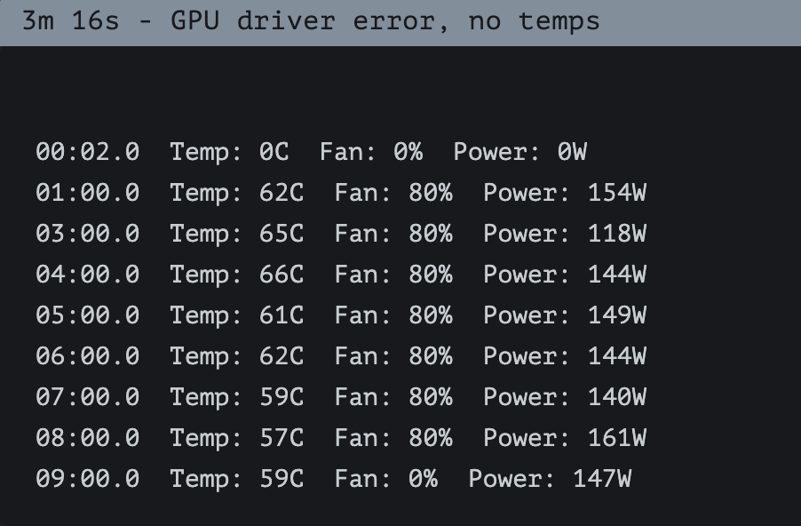 HiveOS显示报错GPU driver error, no temps死机怎么办插图1