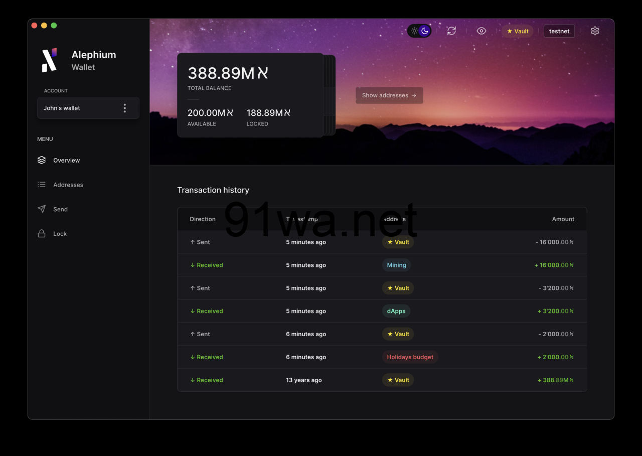 Wallet preview